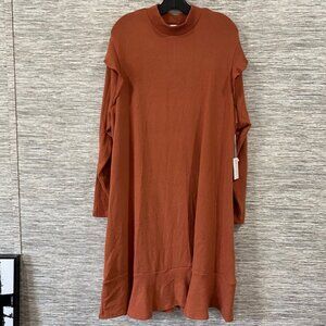 Lauren Conrad Womens Plus Size Rust Knit Sweater Dress 2X MSRP$54